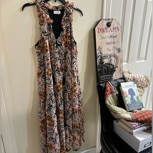 Mud Pie Pink and Black Floral Maxi Dress